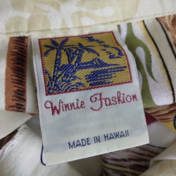 Winnie Fashion Hawaiian shirt size L surf boards print Button down Short Sleeve - Picture 5 of 7